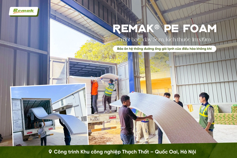 Remak PE Foam 1 mặt bạc bảo ôn hệ thống đường ống gió lạnh của điều hòa không khí